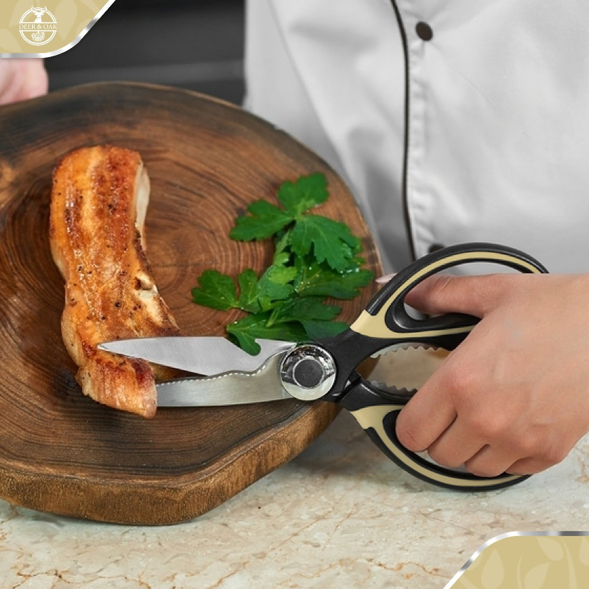 Deer and Oak kitchen scissors - food scissors - meat scissors - stainless steel scissors - bottle opener - scale scraper - nut cracker - premium scissors - sharp scissors