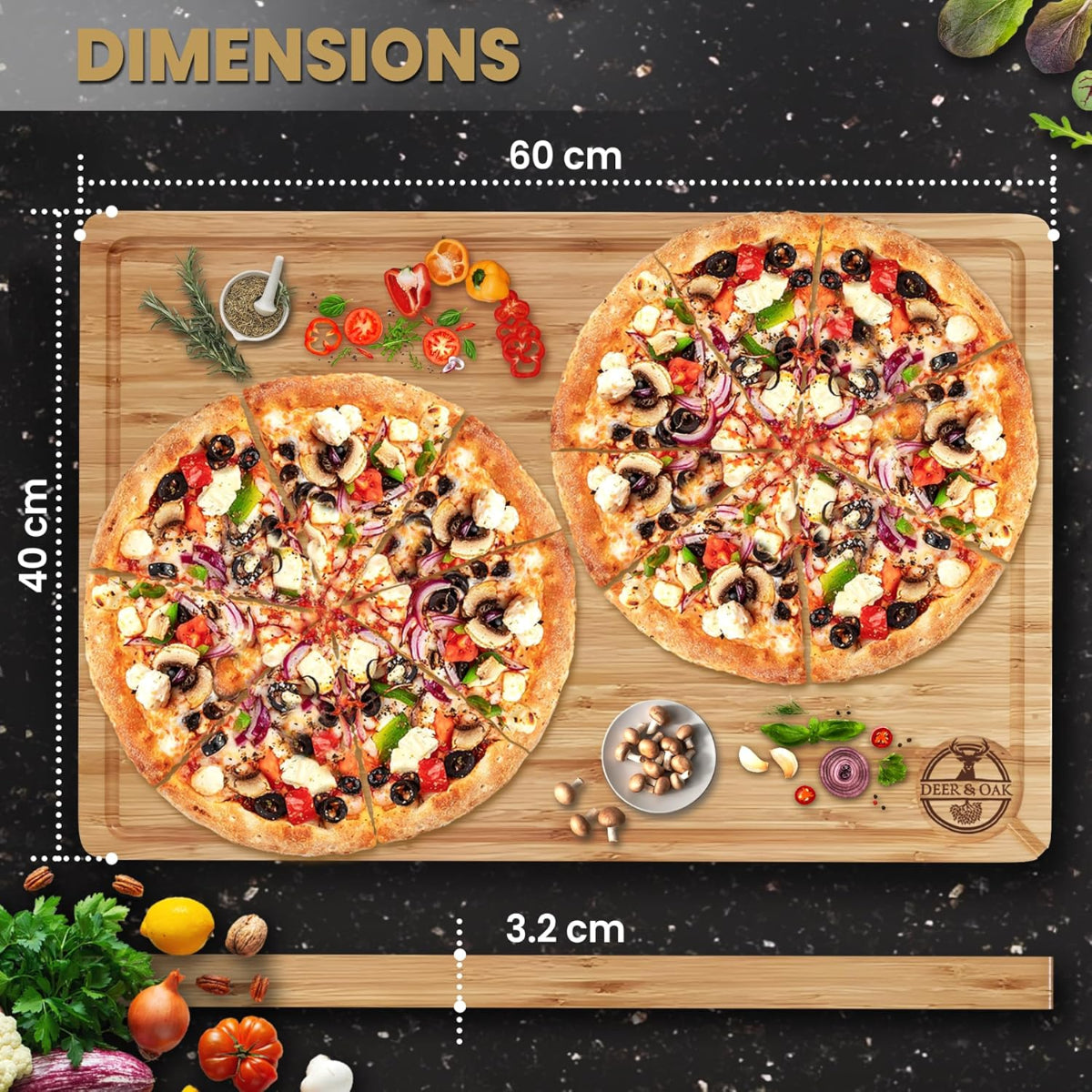 Deer and Oak bamboo XXXL chopping board- cutting board - cheese board - charcuterie board - kitchen chopping board - durable wood chopping board