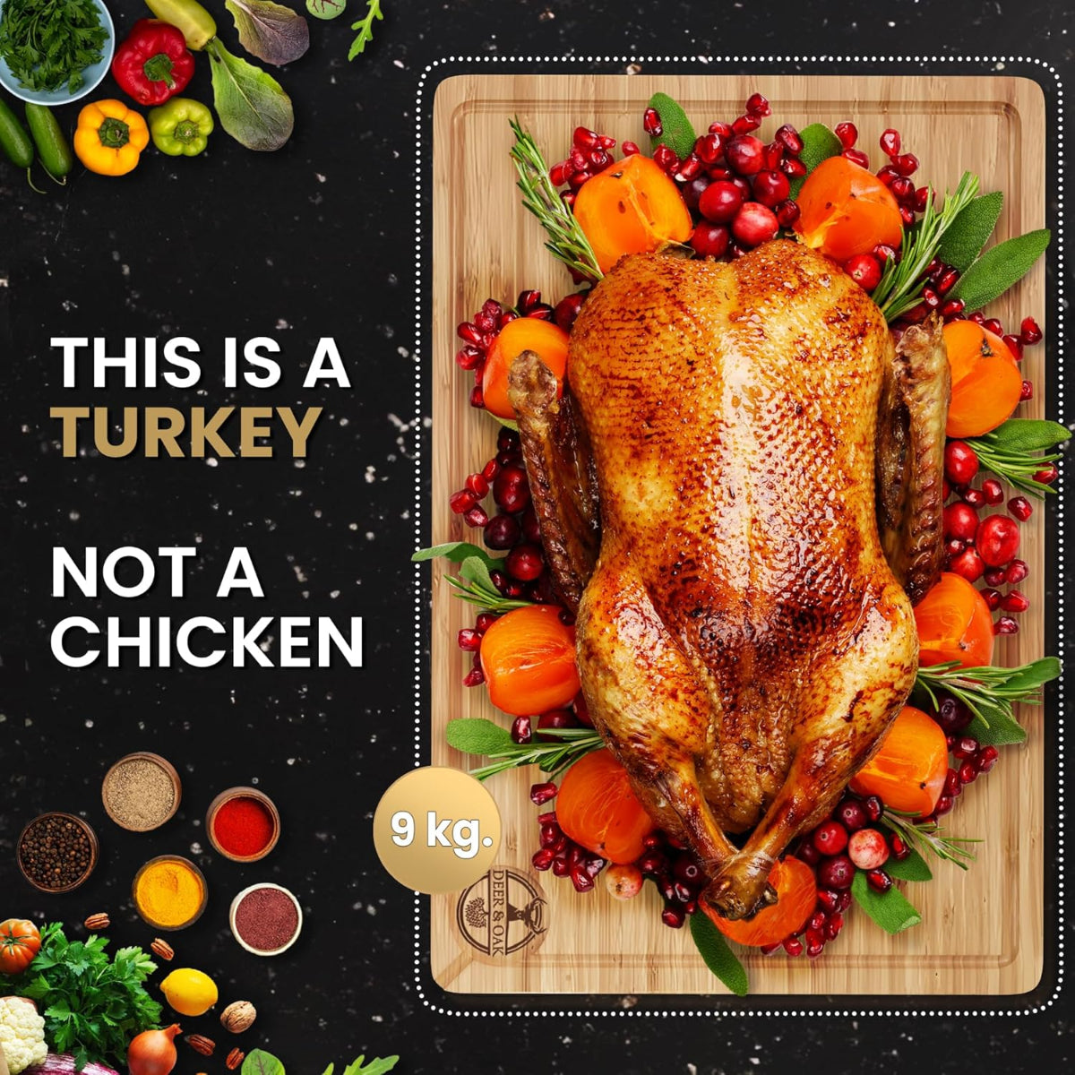 Deer and Oak bamboo XXXL chopping board- cutting board - cheese board - charcuterie board - kitchen chopping board - durable wood chopping board