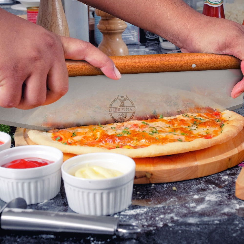 Deer and Oak pizza cutter - pizza rocker - stainless steel pizza cutter - steel rocker blade - kitchen cutter - food slicer - food cutter - kitchen accessories - gift for him - pizza making accessories - pizza oven accessories