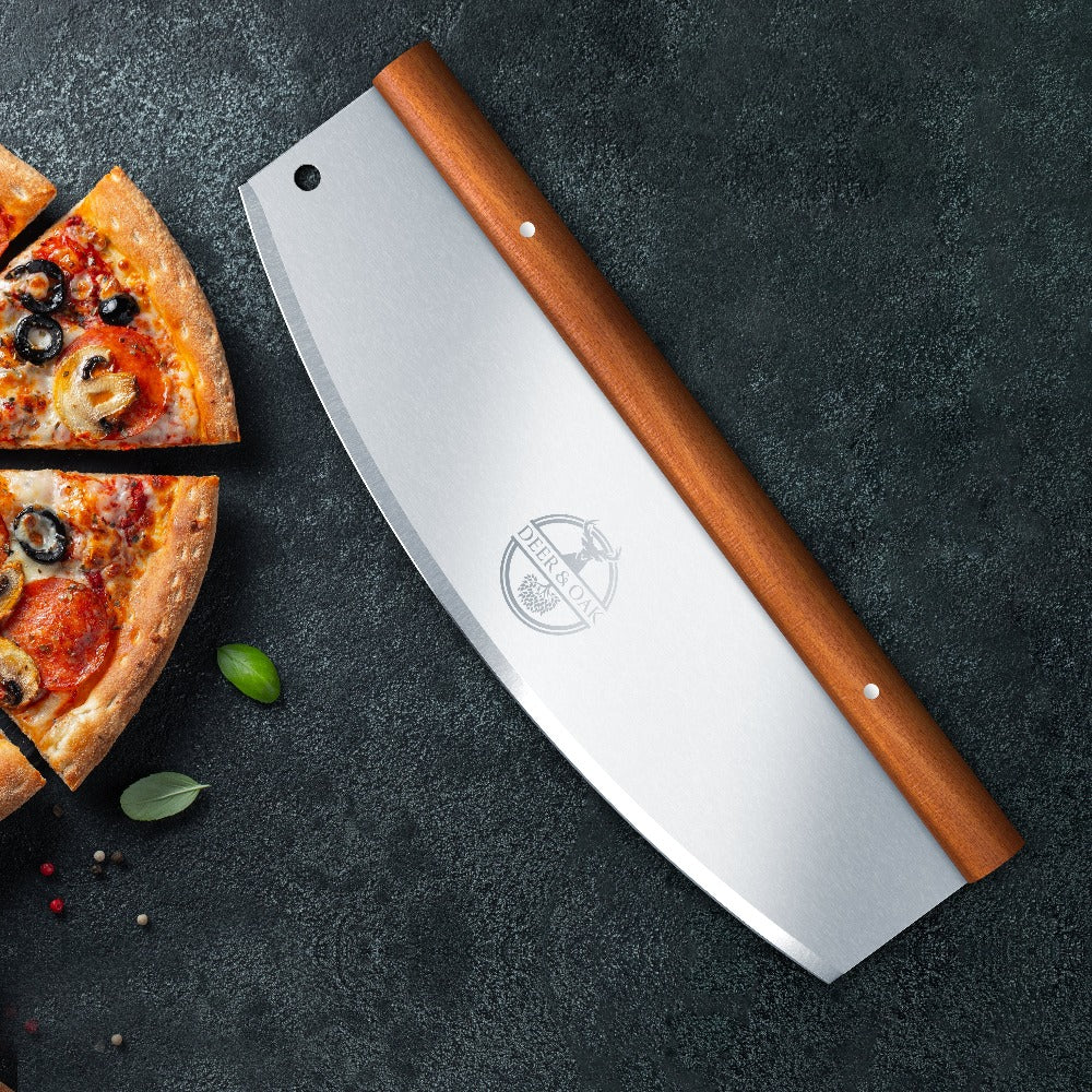 Deer and Oak pizza cutter - pizza rocker - stainless steel pizza cutter - steel rocker blade - kitchen cutter - food slicer - food cutter - kitchen accessories - gift for him - pizza making accessories - pizza oven accessories