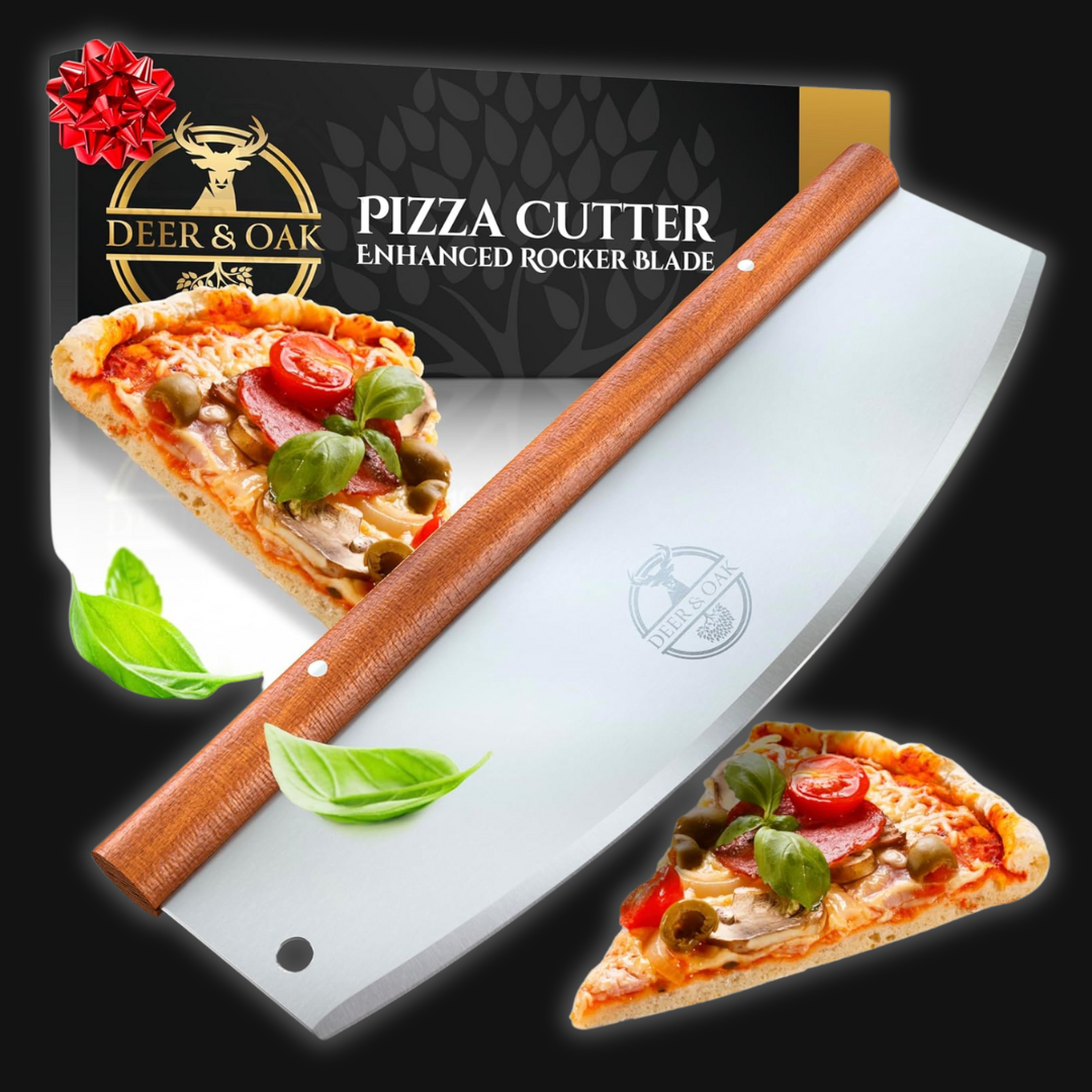 Deer and Oak pizza cutter - pizza rocker - stainless steel pizza cutter - steel rocker blade - kitchen cutter - food slicer - food cutter - kitchen accessories - gift for him - pizza making accessories - pizza oven accessories