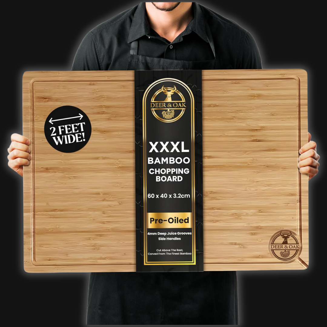 Deer and Oak bamboo XXXL chopping board- cutting board - cheese board - charcuterie board - kitchen chopping board - durable wood chopping board