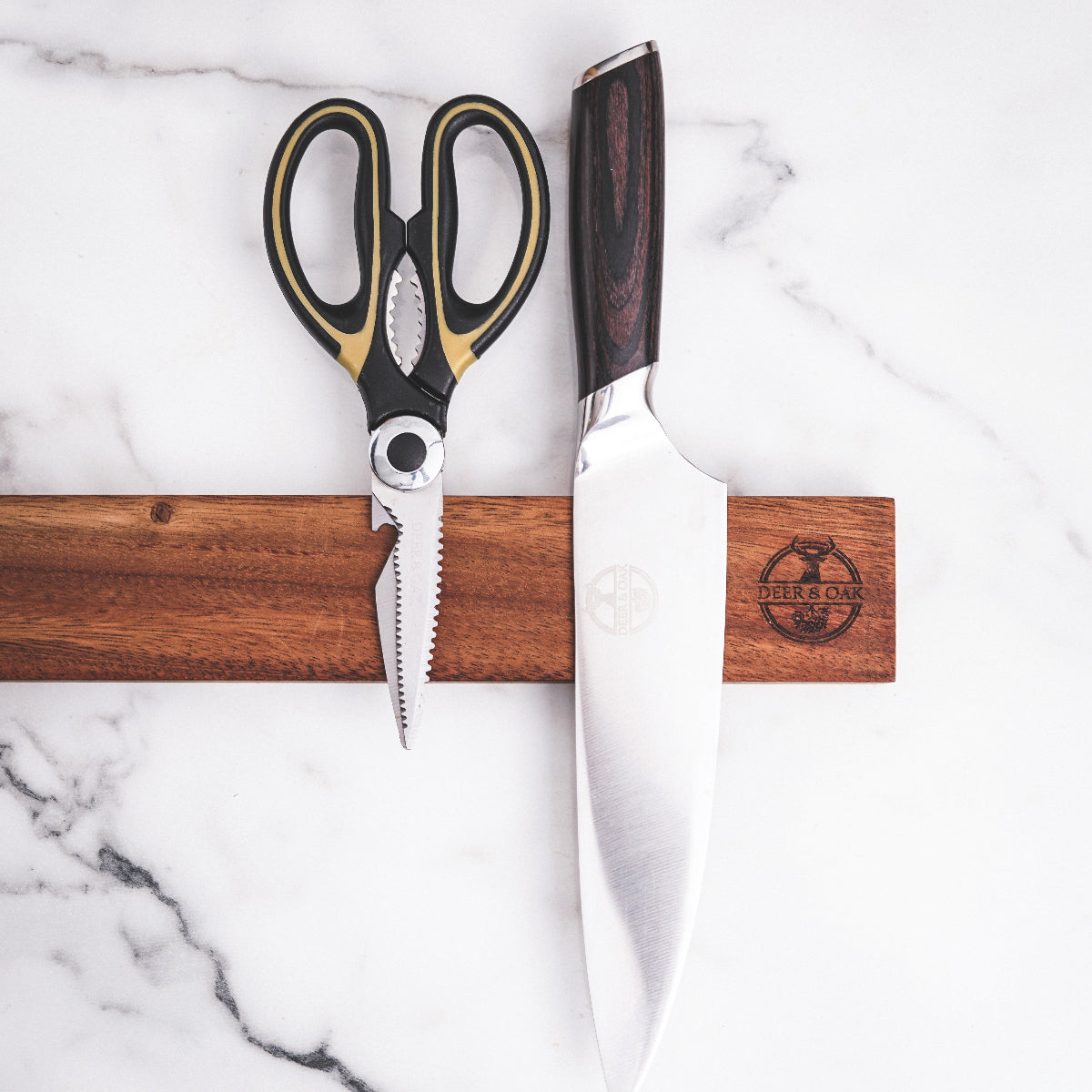 
                  
                    Deer and Oak magnetic knife holder for kitchen - wood knife holder - wood knife block - acacia wood knife stand
                  
                