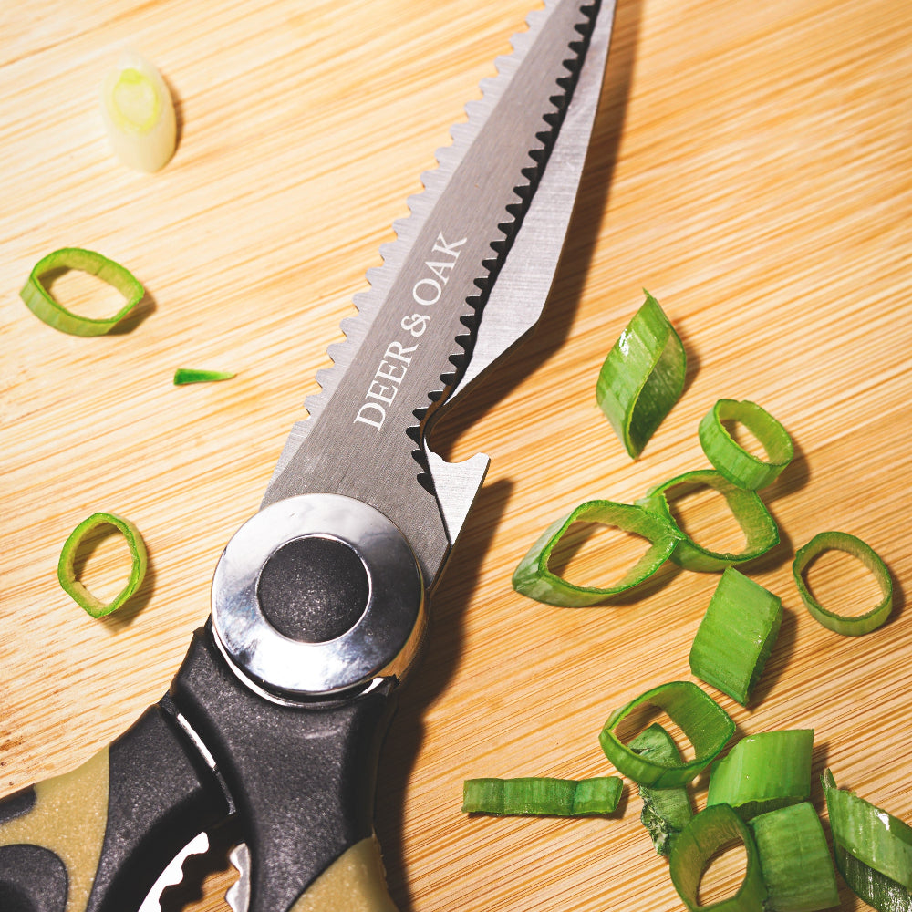 
                  
                    Deer and Oak kitchen scissors - food scissors - meat scissors - stainless steel scissors - bottle opener - scale scraper - nut cracker - premium scissors - sharp scissors
                  
                