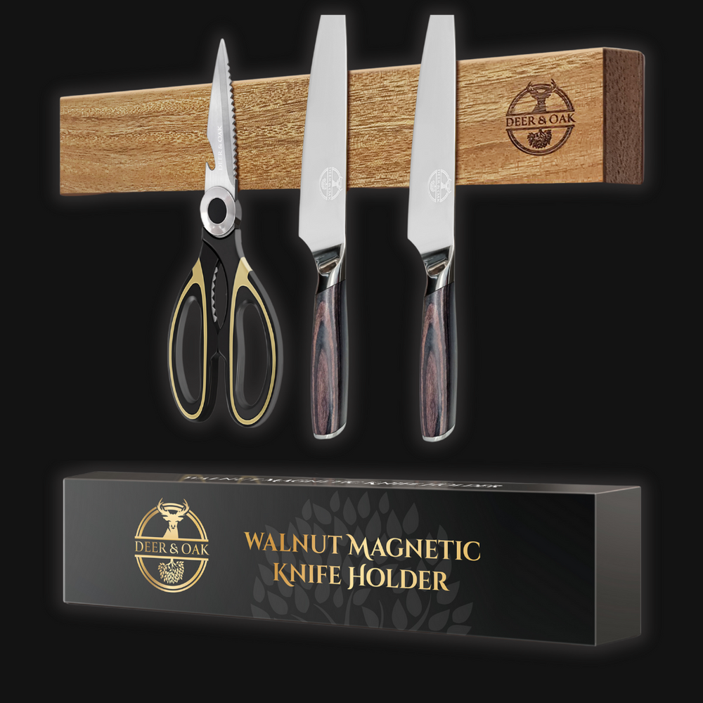 
                  
                    Deer and Oak magnetic knife holder for kitchen - wood knife holder - wood knife block - acacia wood knife stand
                  
                