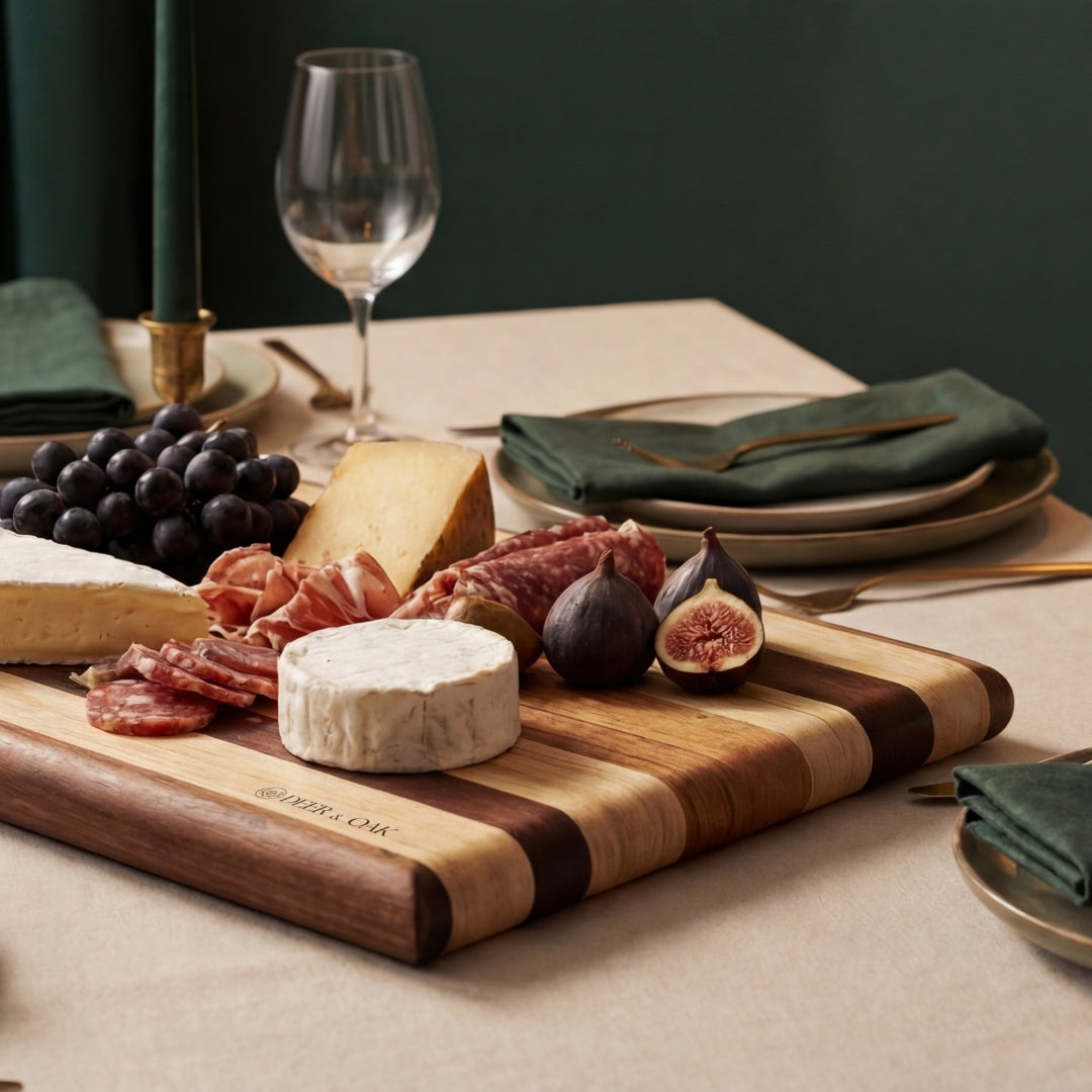 
                  
                    racing stripe acacia chopping board - Deer and Oak signature collection - display board - charcuterie board
                  
                