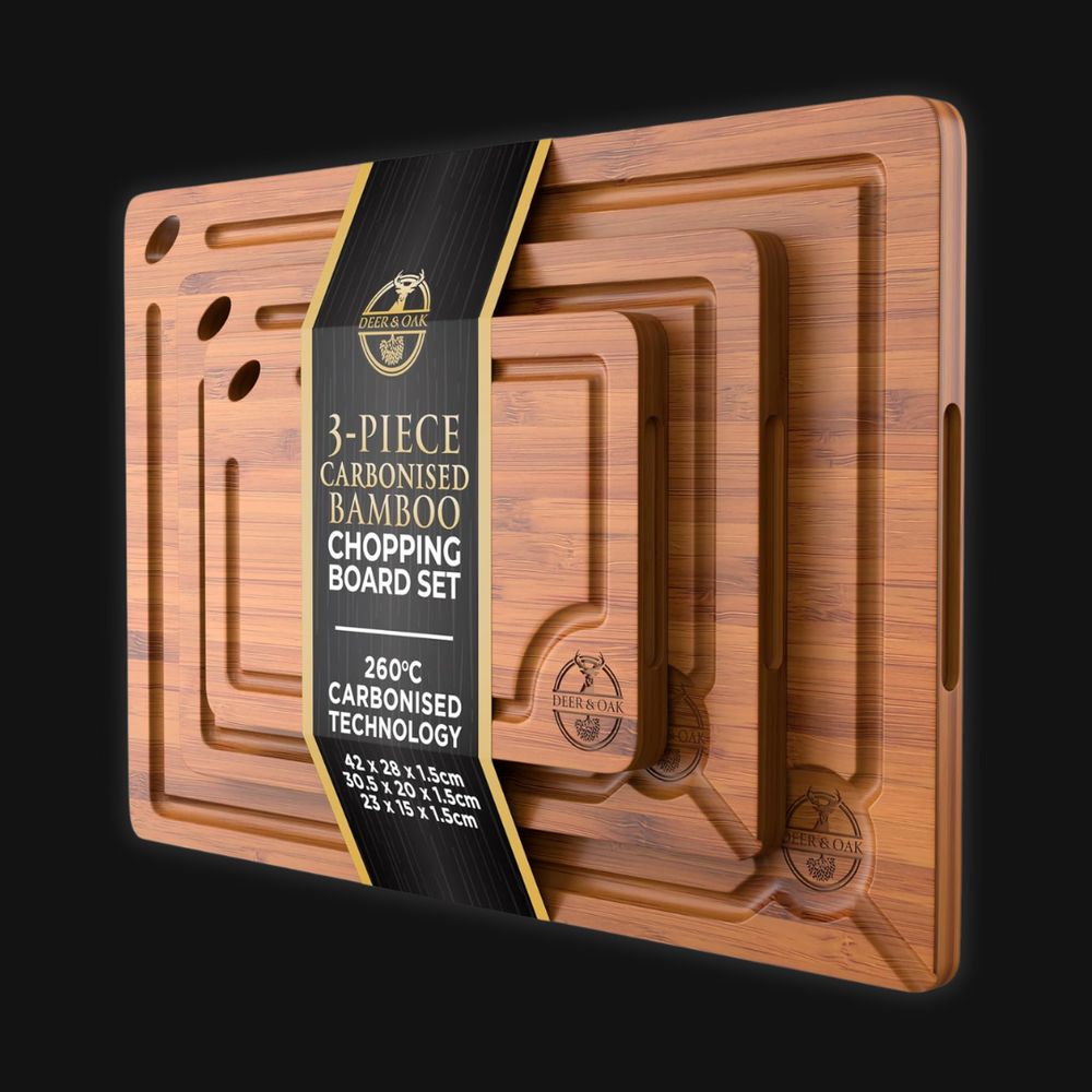 3-piece Carbonised Bamboo Chopping Board Set