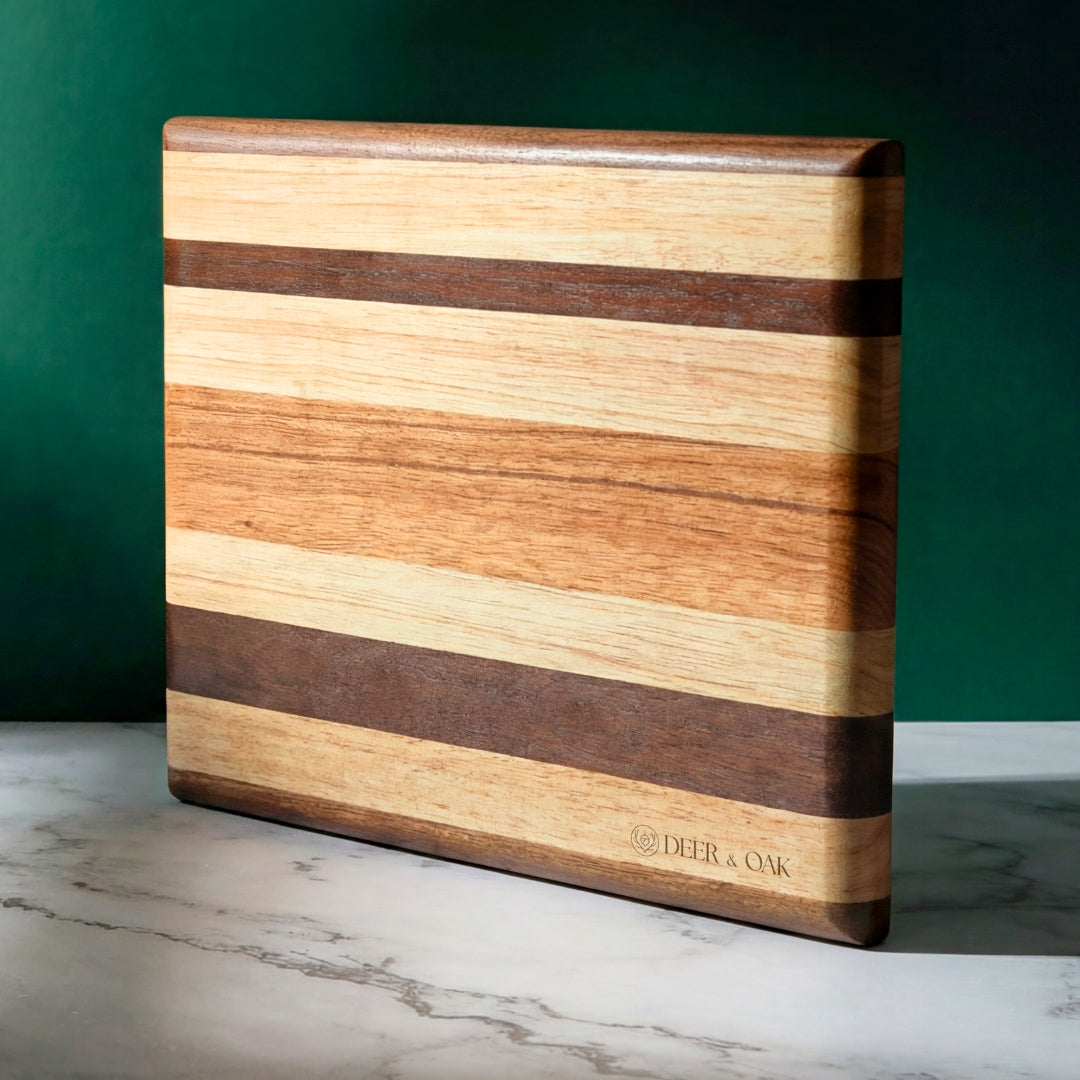 
                  
                    racing stripe acacia chopping board - Deer and Oak signature collection - display board - charcuterie board
                  
                