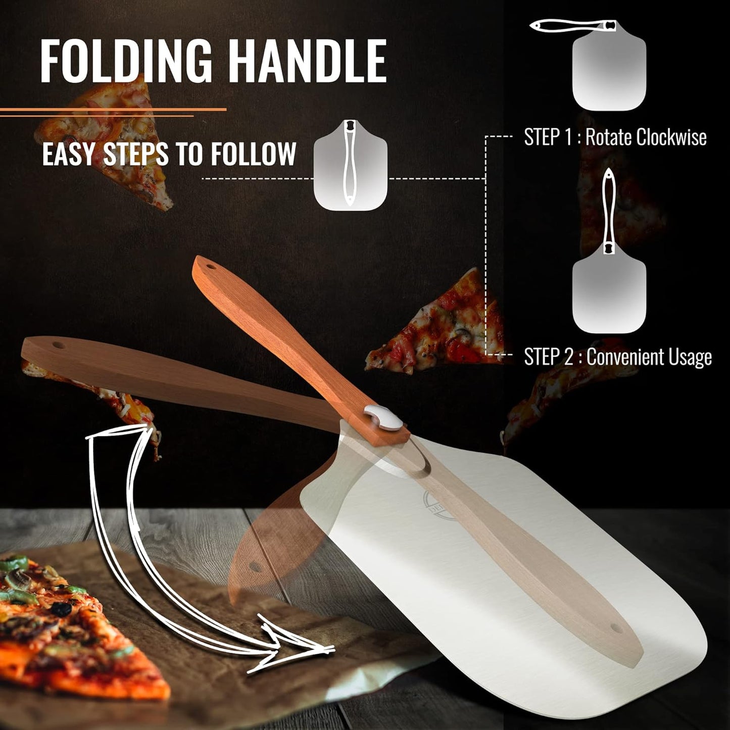 
                  
                    Foldable Pizza Peel, Rocker & Dough Scraper Set
                  
                