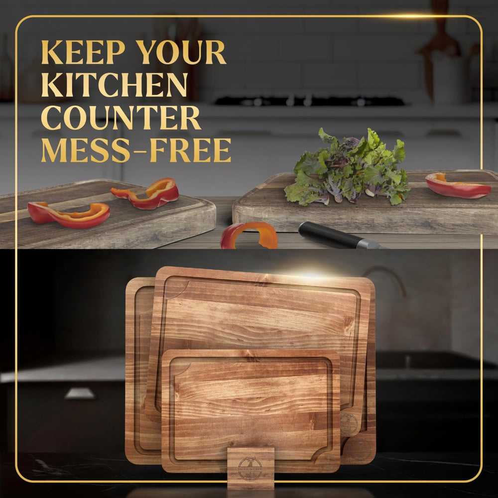 
                  
                    Deer and Oak acacia wood chopping board set of three - cutting board with stand - cheese board - charcuterie board - kitchen chopping board - durable wood chopping board
                  
                