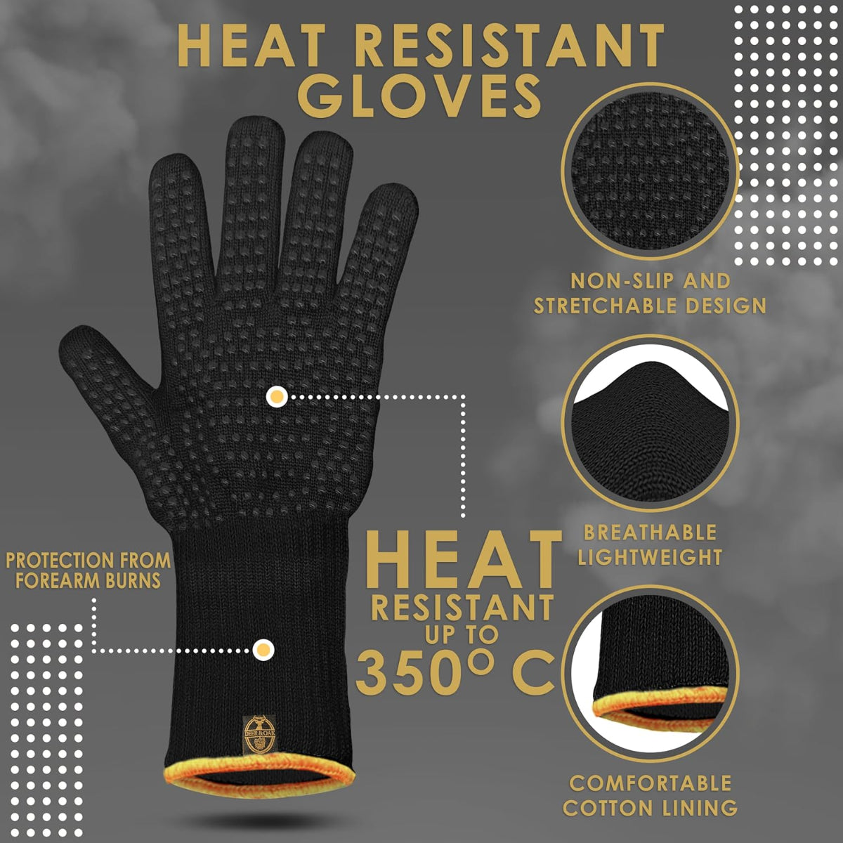
                  
                    Deer and Oak oven gloves with extra wrist protection - durable extreme heat oven gloves - silicone grip oven gloves for kitchen
                  
                