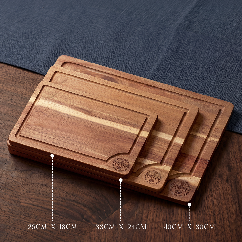 
                  
                    3-Piece Acacia Wood Chopping Board Set with Stand
                  
                