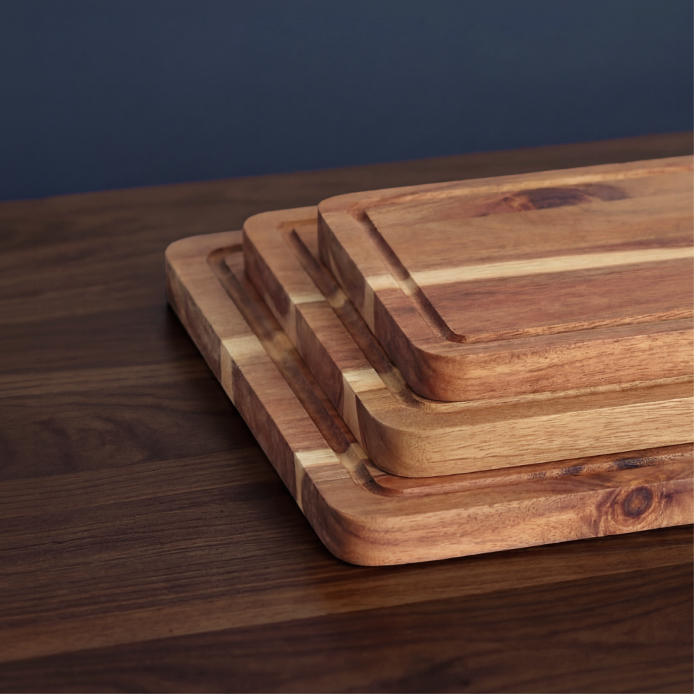 
                  
                    3-Piece Acacia Wood Chopping Board Set with Stand
                  
                