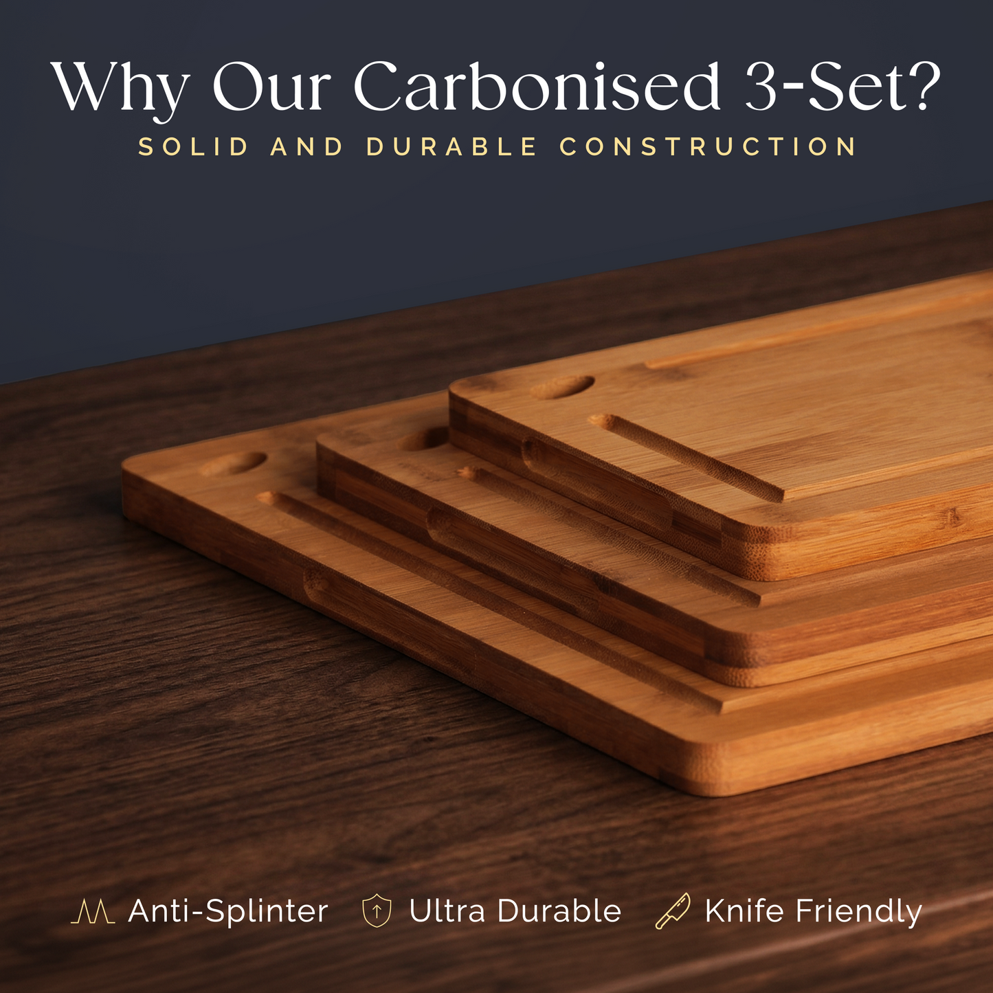 
                  
                    Deer and Oak 3-piece carbonised bamboo chopping board set
                  
                