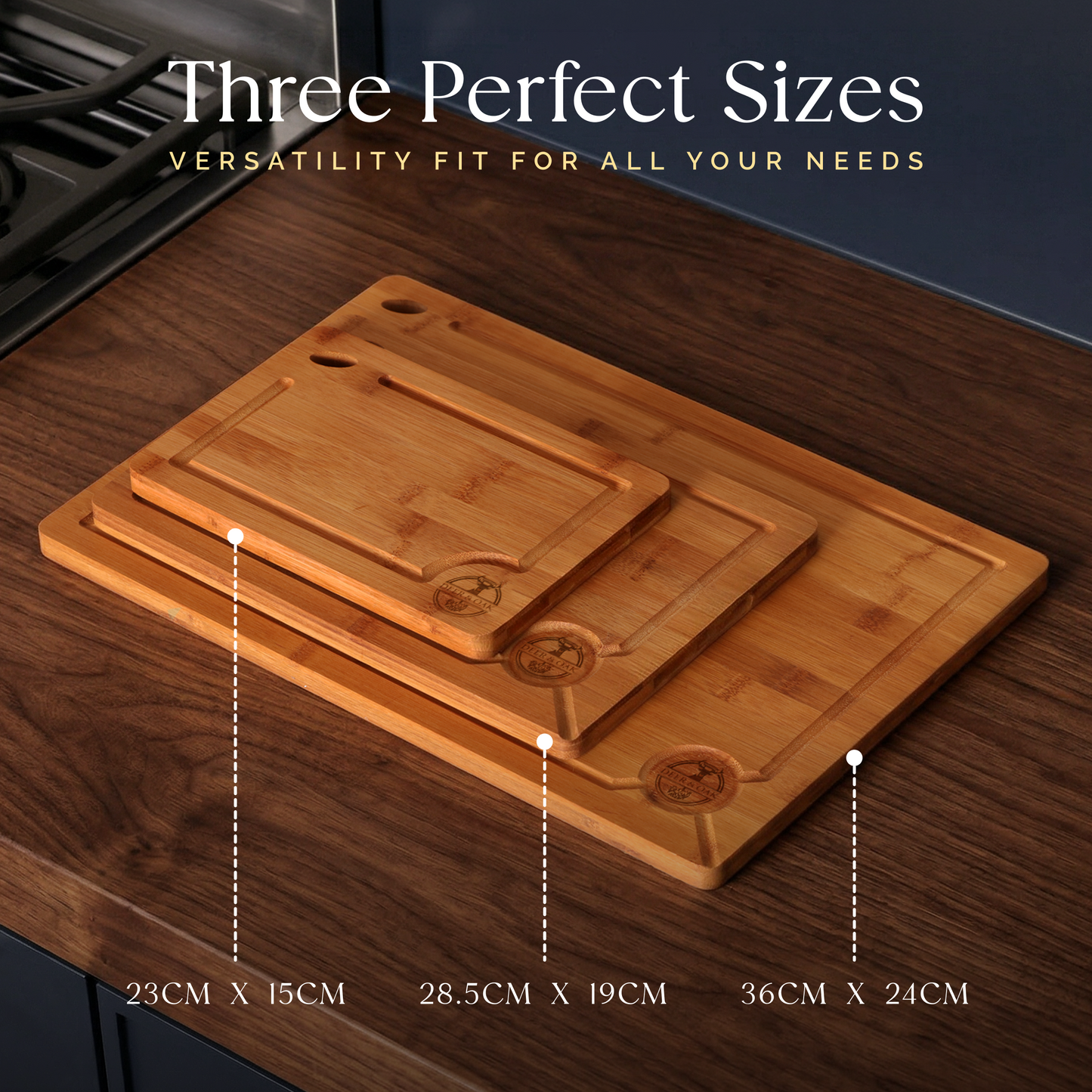 
                  
                    Deer and Oak 3-piece carbonised bamboo chopping board set
                  
                