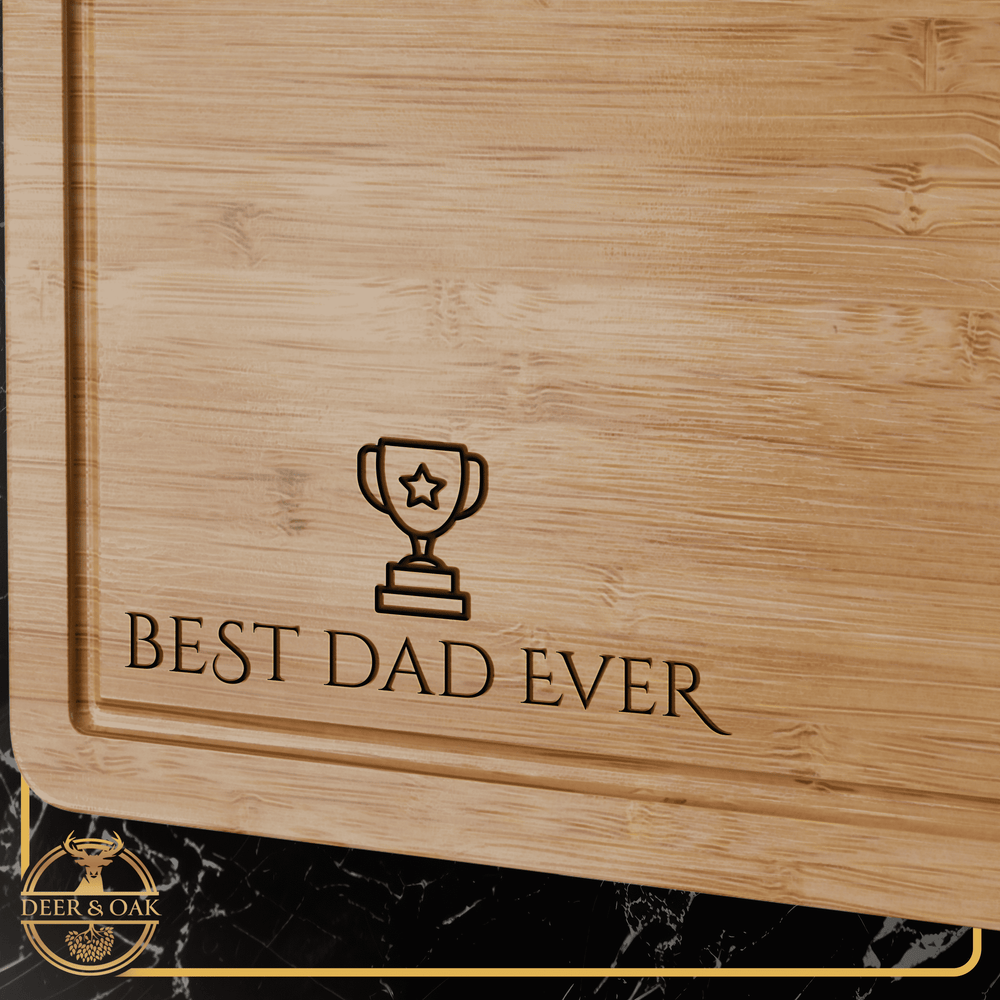 Bamboo Chopping Board Extra Large - 'Best Dad Ever' Custom Board