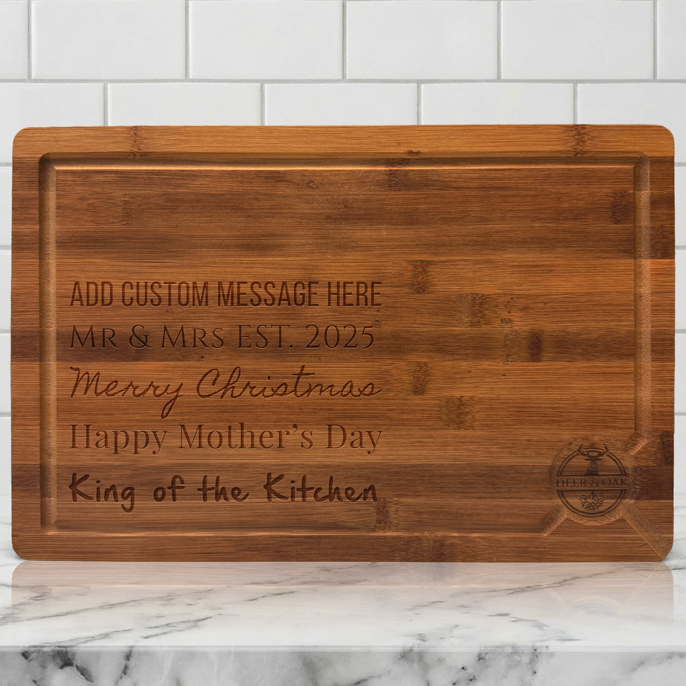 Personalised carbonised bamboo chopping board- cutting board - cheese board - charcuterie board - kitchen chopping board - durable wood chopping board