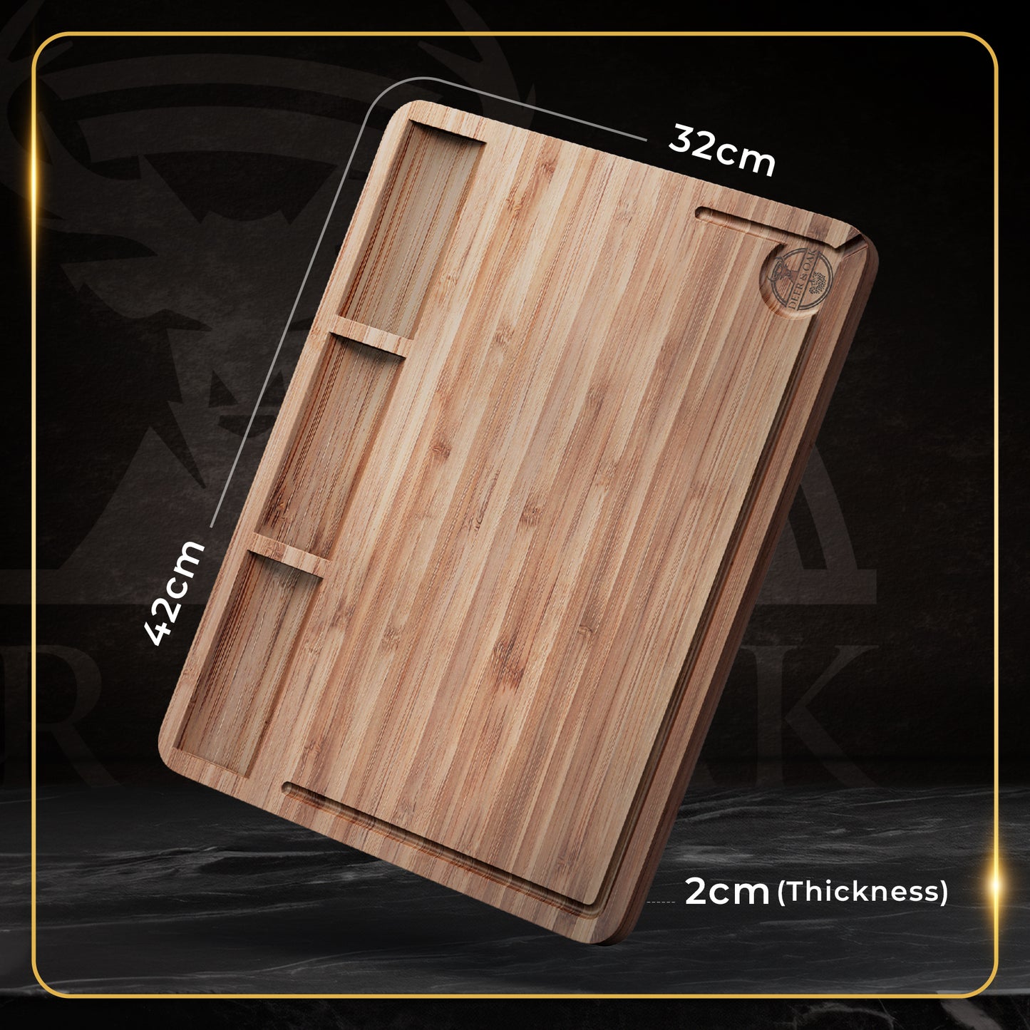 
                  
                    Organic Dual-Sided Bamboo Chopping Board with Compartments
                  
                