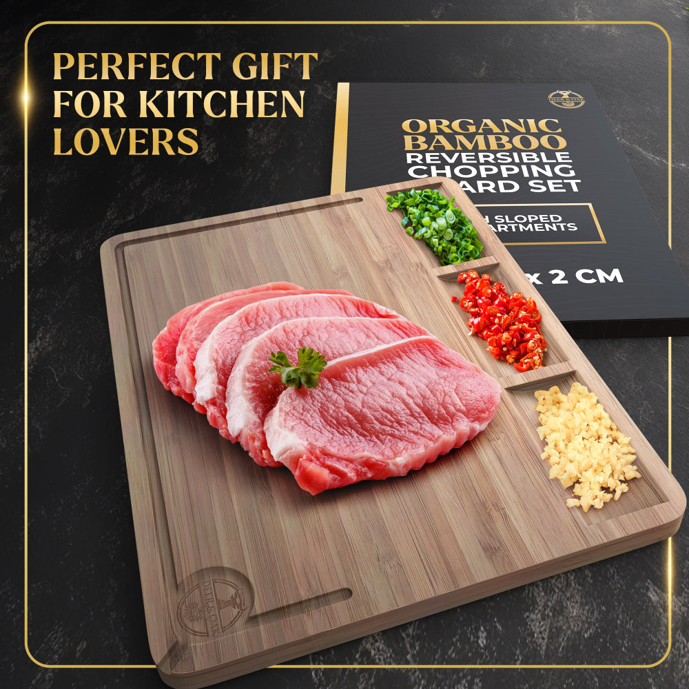 
                  
                    Deer and Oak bamboo chopping board with compartments - cutting board with sections - cheese board - charcuterie board - kitchen chopping board - durable wood chopping board
                  
                