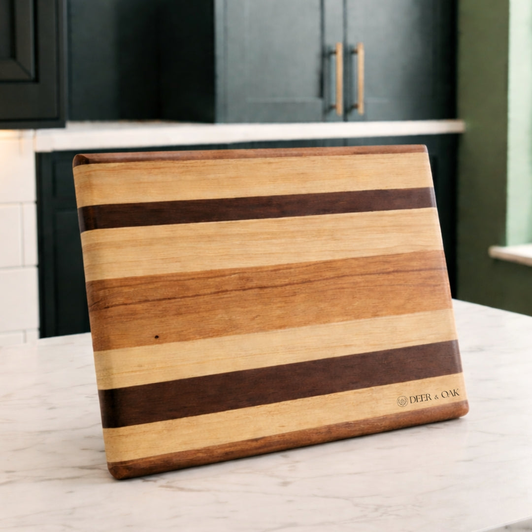 racing stripe acacia chopping board - Deer and Oak signature collection - display board - charcuterie board