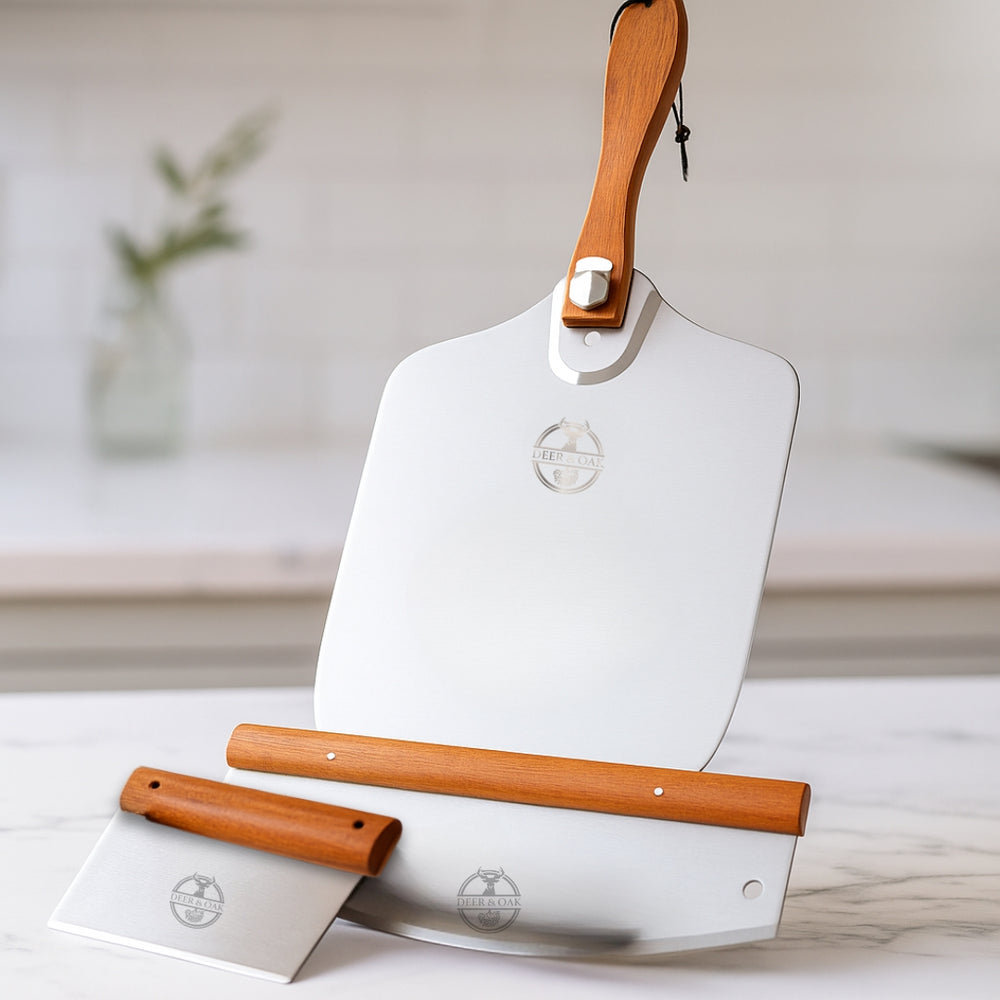 Foldable Pizza Peel, Rocker & Dough Scraper Set