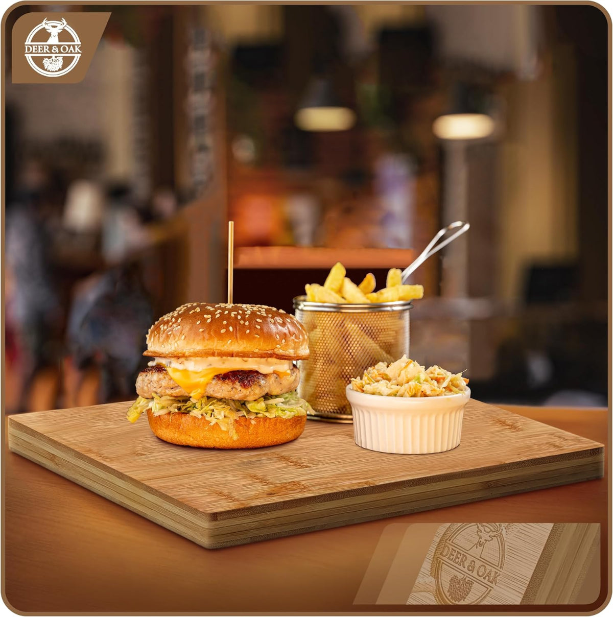 
                  
                    Deer and Oak bamboo butchers block chopping board - cutting board - cheese board - charcuterie board - kitchen chopping boards - durable wood chopping board
                  
                