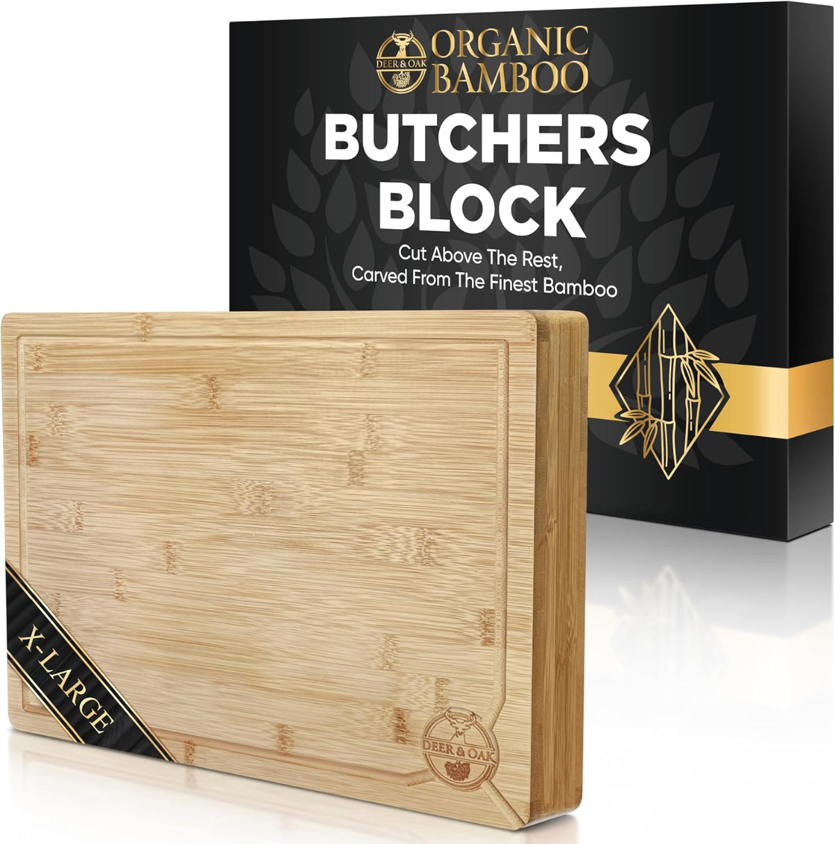 
                  
                    Deer and Oak bamboo butchers block chopping board - cutting board - cheese board - charcuterie board - kitchen chopping boards - durable wood chopping board
                  
                