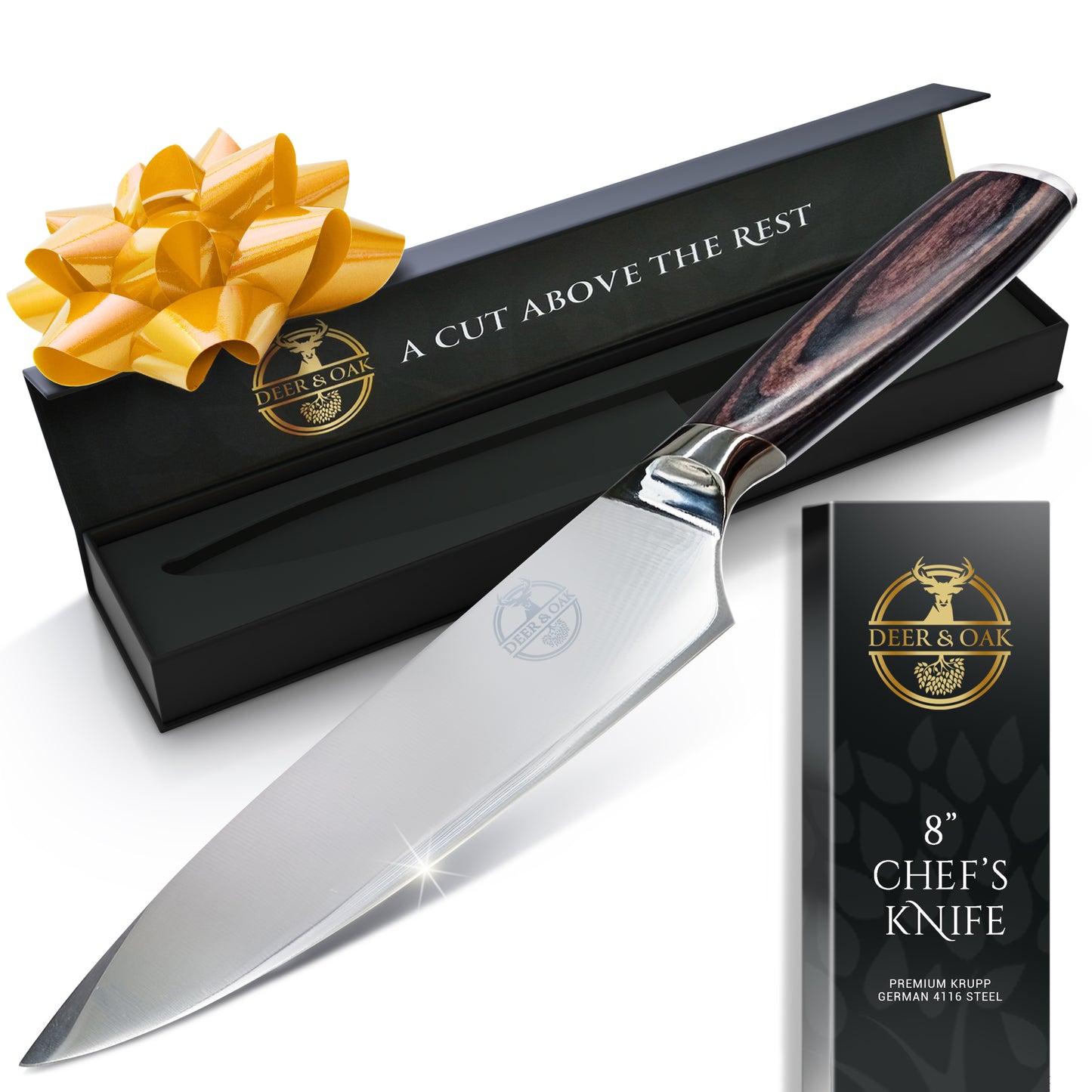
                  
                    Deer and Oak professional chef's knife - kitchen knife - knife used for a variety of tasks, including chopping, slicing, dicing, mincing, and crushing - food preparing knife
                  
                